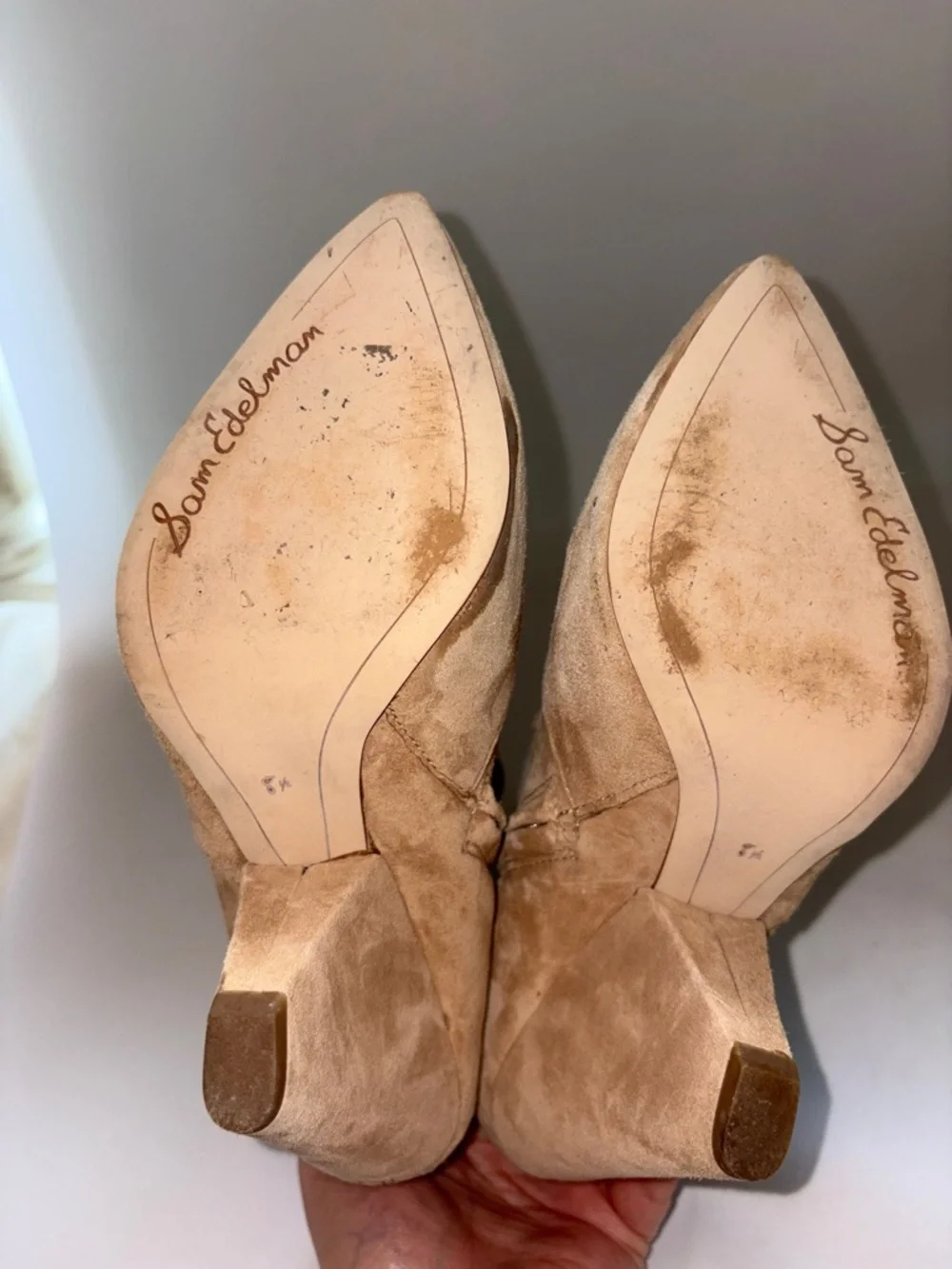 Sam Edelman Roden Tan Suede Pointed-Toe Ankle Booties Size 8.5